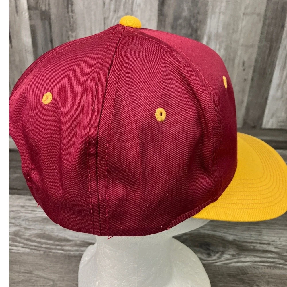 Vintage Washington Redskins Youngan Snapback Hat NFL Burgundy Gold Flat Brim VTG